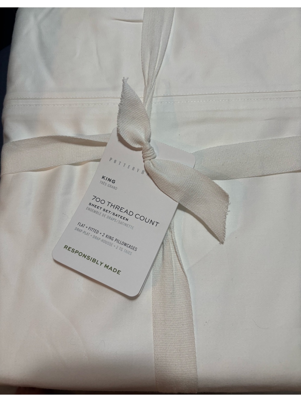 Pottery Barn 700 Thread Count Sateen Sheet Set - King